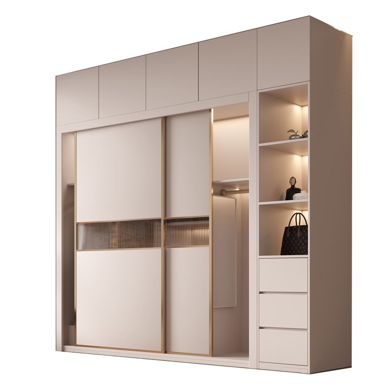 Sliding Wardrobe Armoire with Shelves Contemporary Wardrobe Cabinet