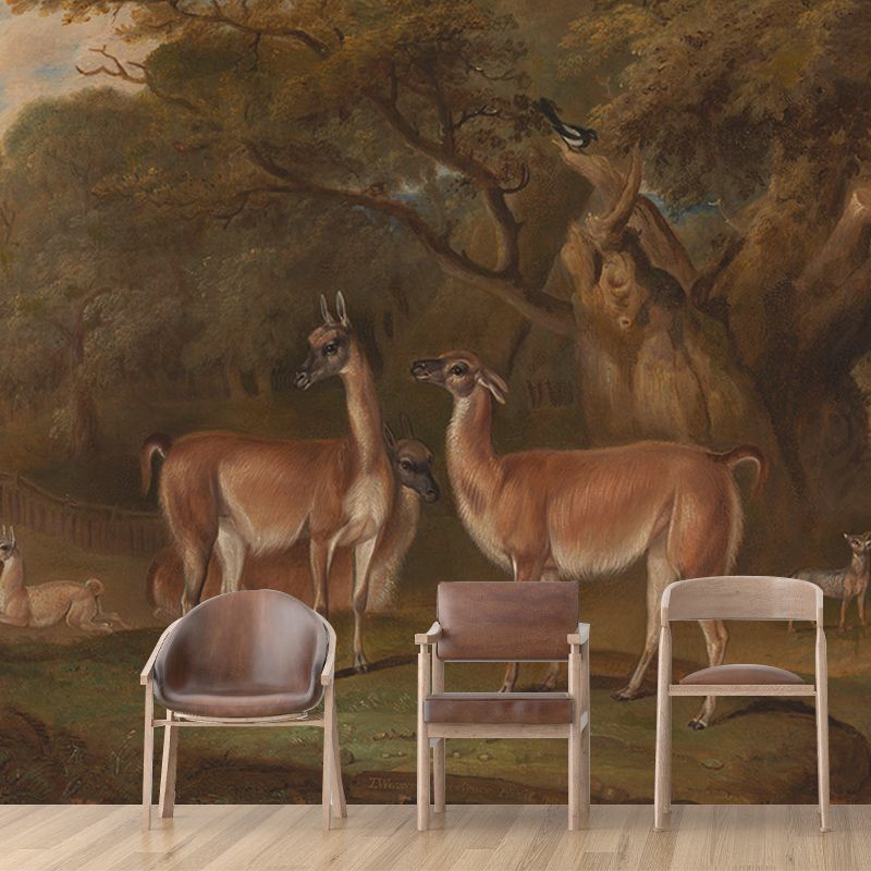 Deer Animal Wild Life Illustration Painting Mural Decorative Eco-friendly for Bedroom