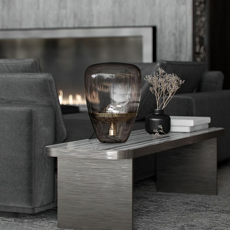 Geometric Shape Glass Table Lamp Modern Style 1 Light Table Lamp Fixtures