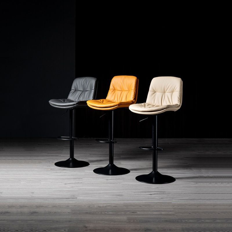 Höhenverstellbarer Barhocker mit Fußstütze aus Leder, mattes Finish, 31,49'' Hocker mit niedriger Rückenlehne