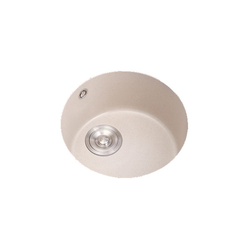 Round Kitchen Sink Quartz Single Bowl Kitchen Sink with Drain Assembly