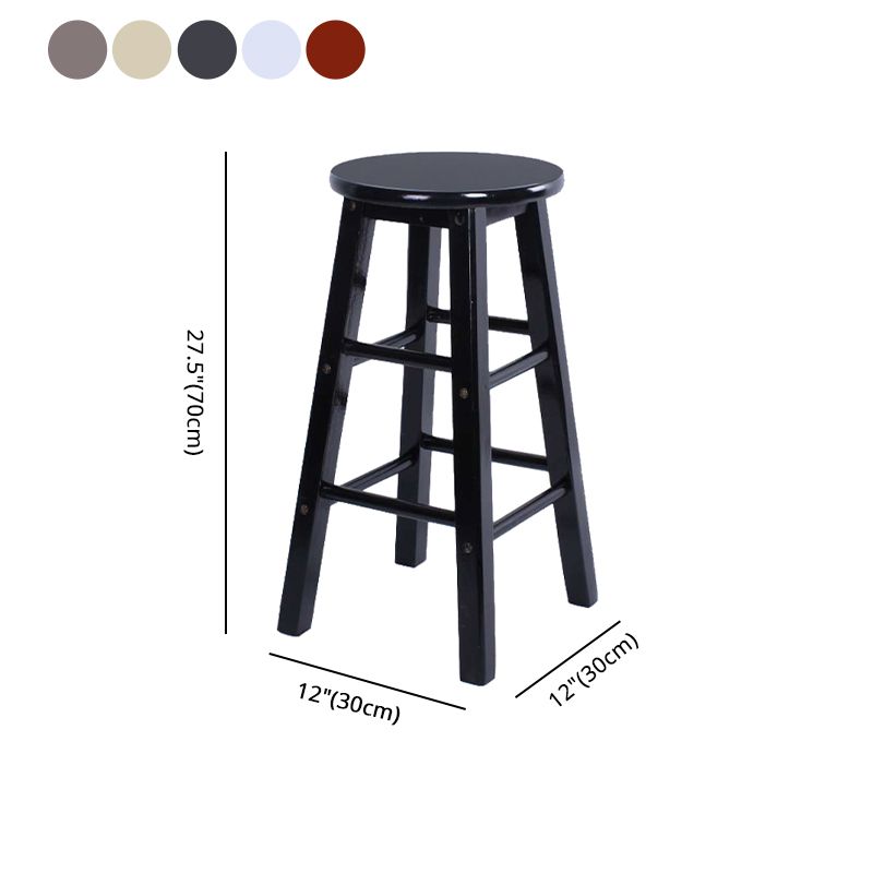 Modern Armless Counter Stool Wood Household Bar Stool with Pedal