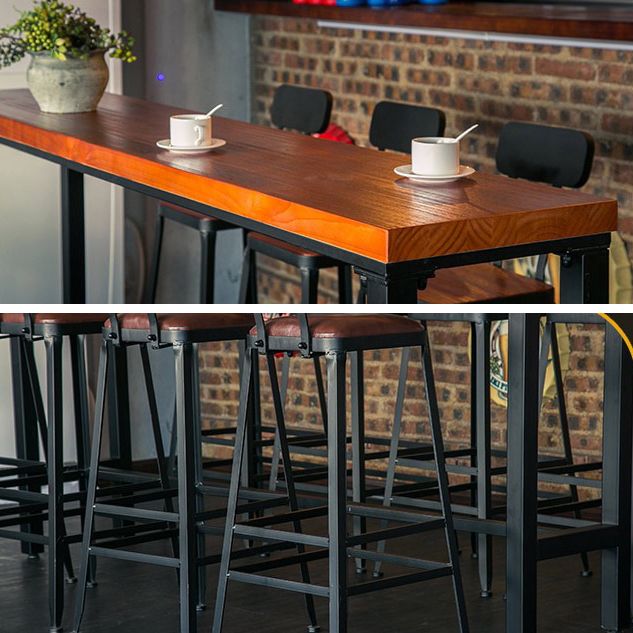 Industrial 1/9 Pieces Bar Table Set Rectangle Pine Wood Counter Table with Stools