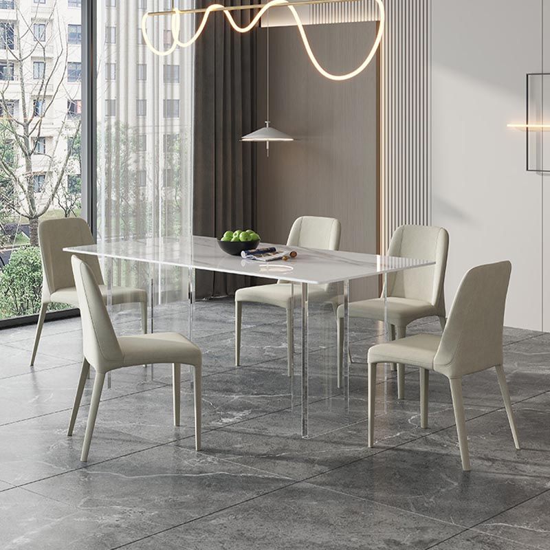 Stone Top Dining Table Modern Rectangle Dining Table with Sled Base