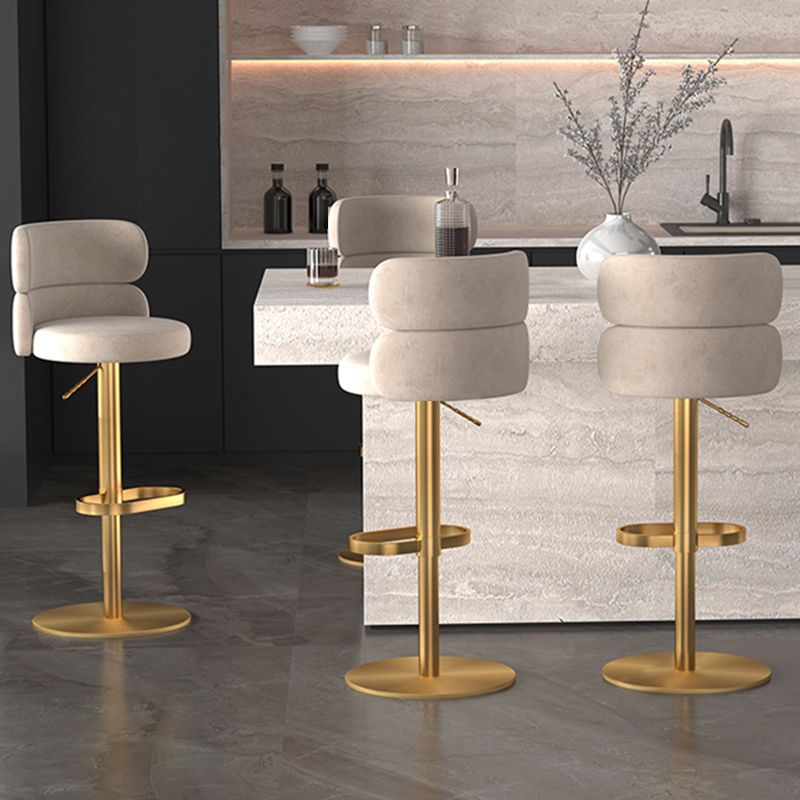 Glam Style Counter Stool Leather Adjustable Height Bar Stool with Swivel