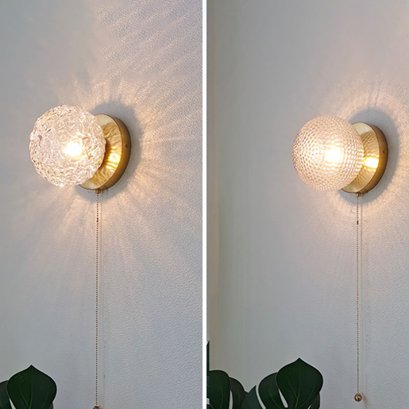 Glass Ball Wall Light Fixture Modern Style Wall Sconce Light for Living Room