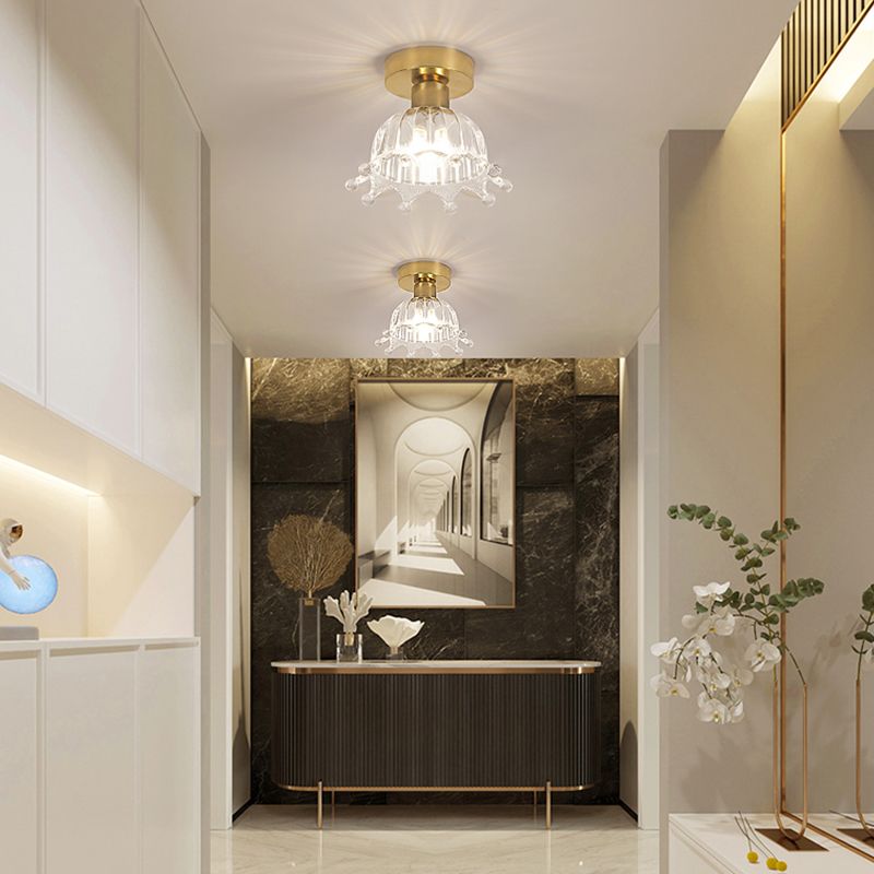 Multi-fosses contemporaines Verre de luminaire luminaire 1 Light Flush Mount Lights in Gold