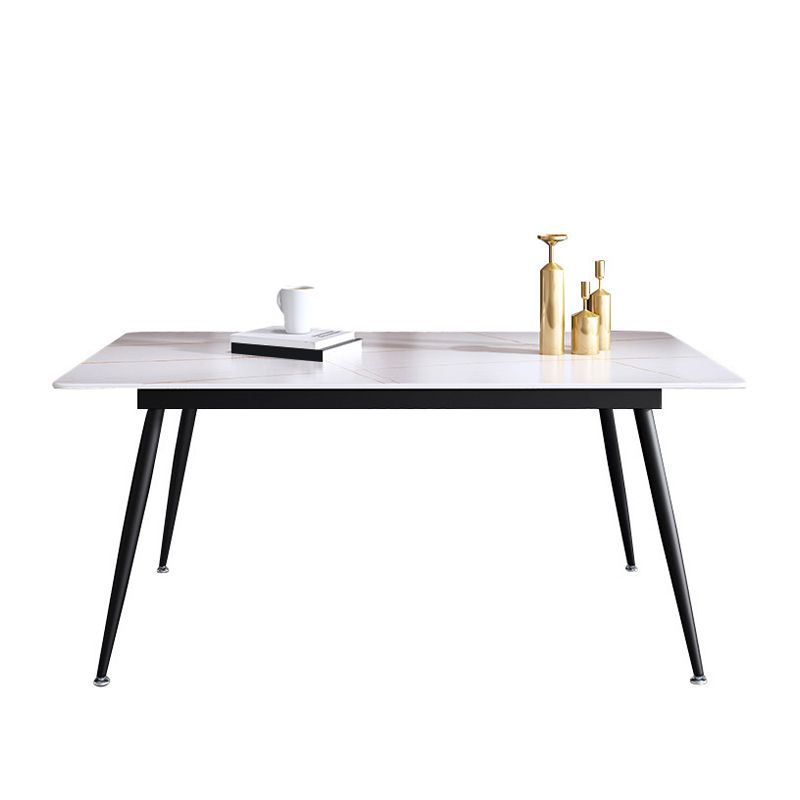 Industrial Rectangle Stone Table Standard Height Kitchen Table with 4 Legs