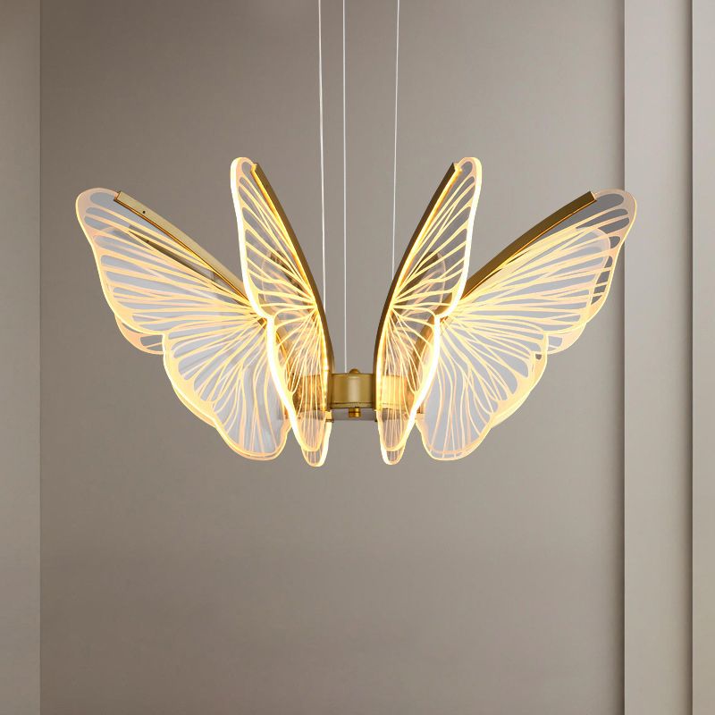Modern Style Butterfly Ceiling Suspension Lamp Multi Lights Acrylic Hanging Lamp