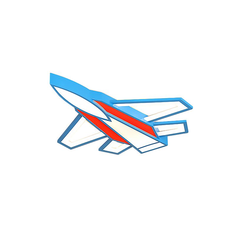 Sky Blue-Red Aircraft Ceiling Mount Lamp Creative LED Acrylique Flush Light for Child Room