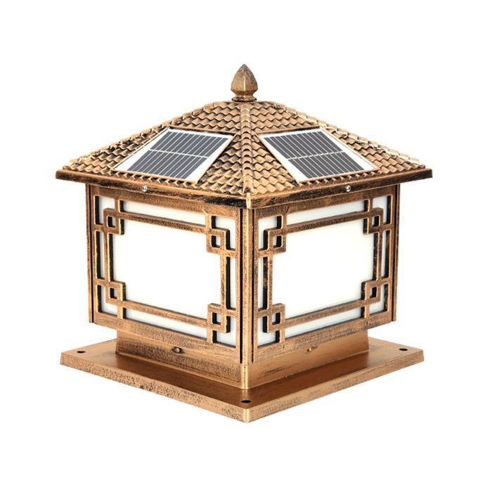 Household Pillar Lamp Creative Solar Lamp with Acrylic Shade for Backyard