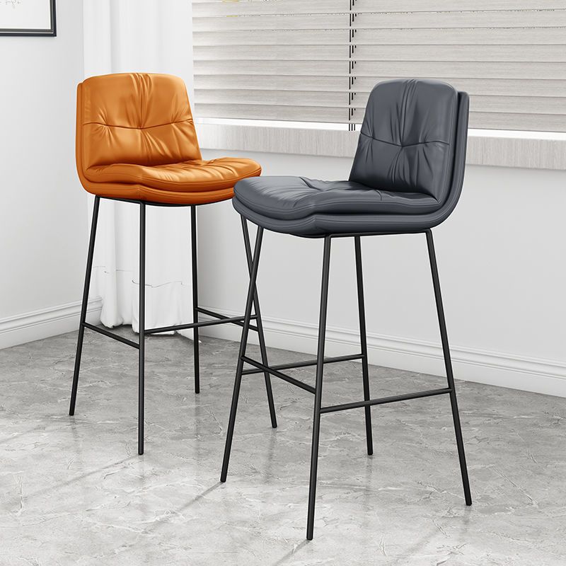 Contemporary Barstools Faux Leather Bar Stool with Metal Legs