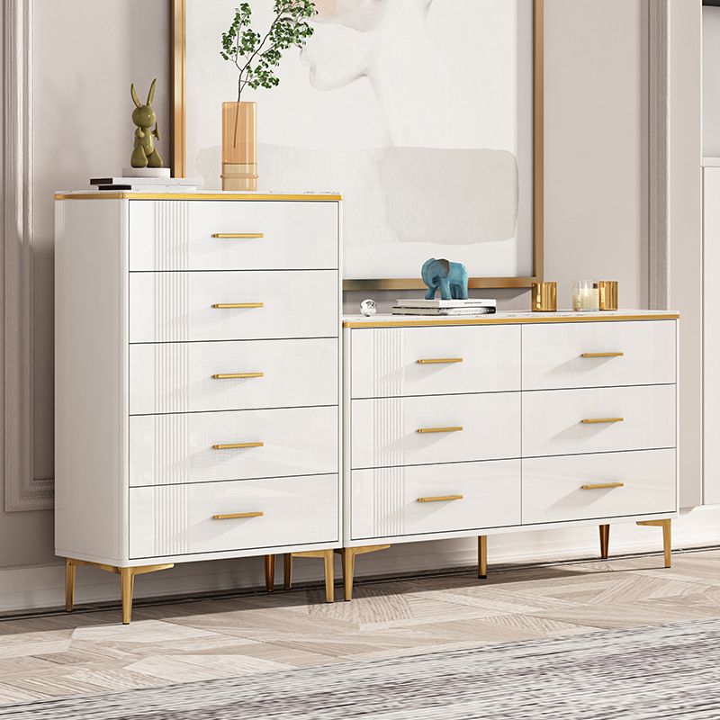 Contemporary Glam Stone Storage Chest Home Chest in White with Drawers