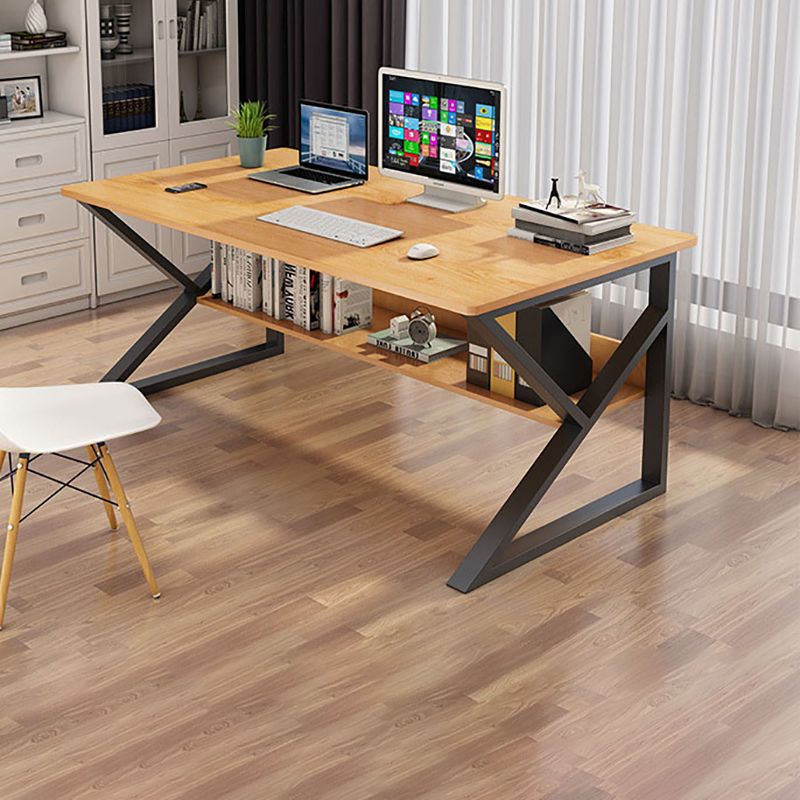 Industrial Curved Computer Desk Sled Office Desk with Storage Shelf