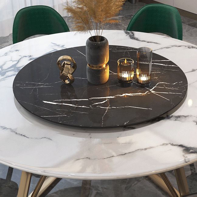 Glam Sintered Stone Top Standard Dining Table Round Shape Dining Table for Kitchen