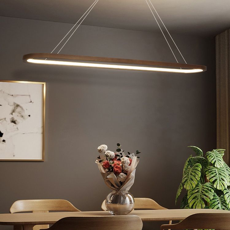 Oval Island Chandelier Lights Simplicity Wood Chandelier Lighting Fixtures for Restaurant