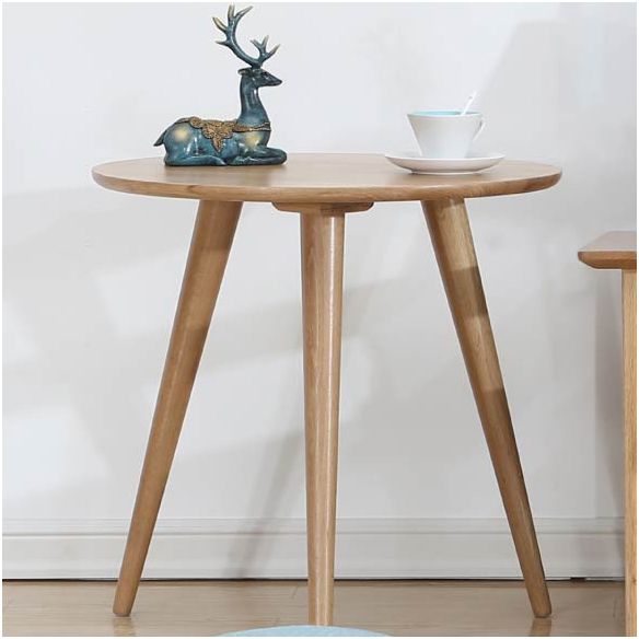 Rubberwood Solid Wood Tripod Table Simplicity Dining Table Round for Kitchen Home