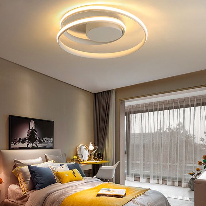 Aluminium Swirl Wave Semi Led Flush Mount Plafond Lights Modern 1 Light Semi Flush Light
