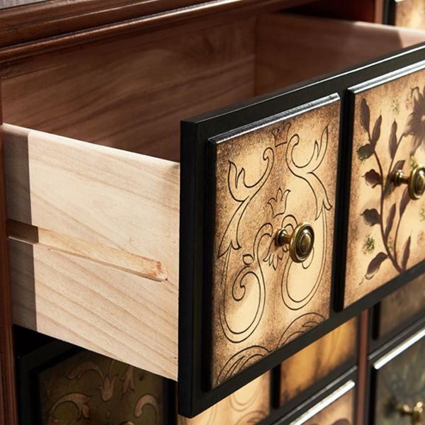 American Traditional Wooden Storage Chest Home Chest with Drawers