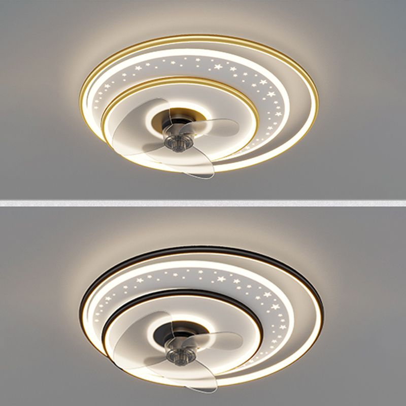 Élégant plafond moderne lampe à fans de la lampe métallique LED Semi Flush Mount Light Light