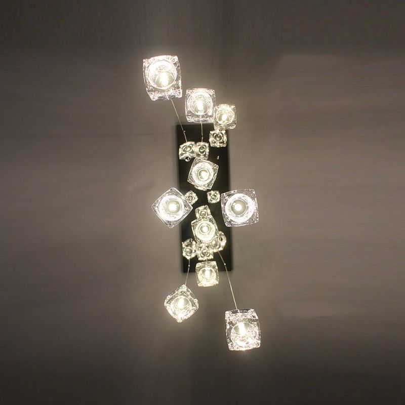 Cube Shape Crystal Pendant Light Contemporain multiple suspendu pour les escaliers