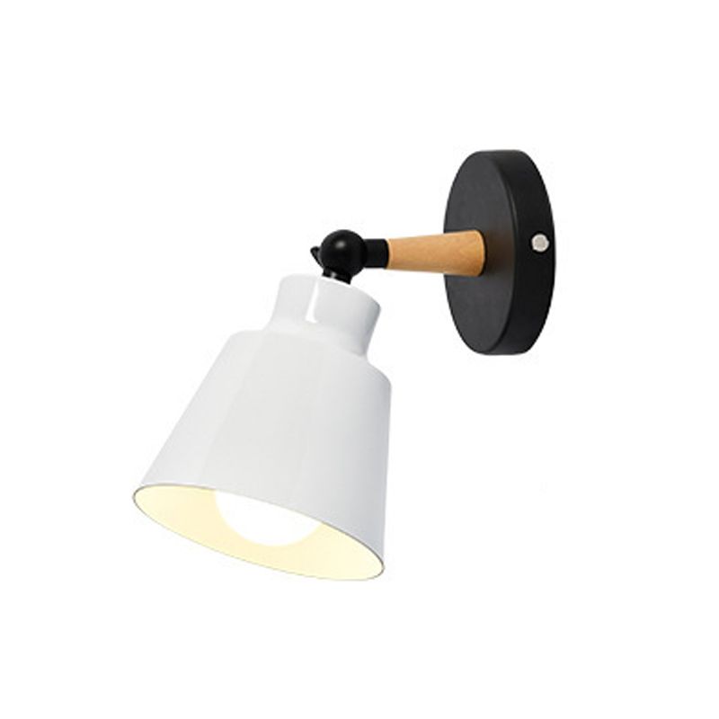 Lámpara de pared geométrica de madera de pared de la pared nórdica nórdica moderna con sombra de hierro forjado