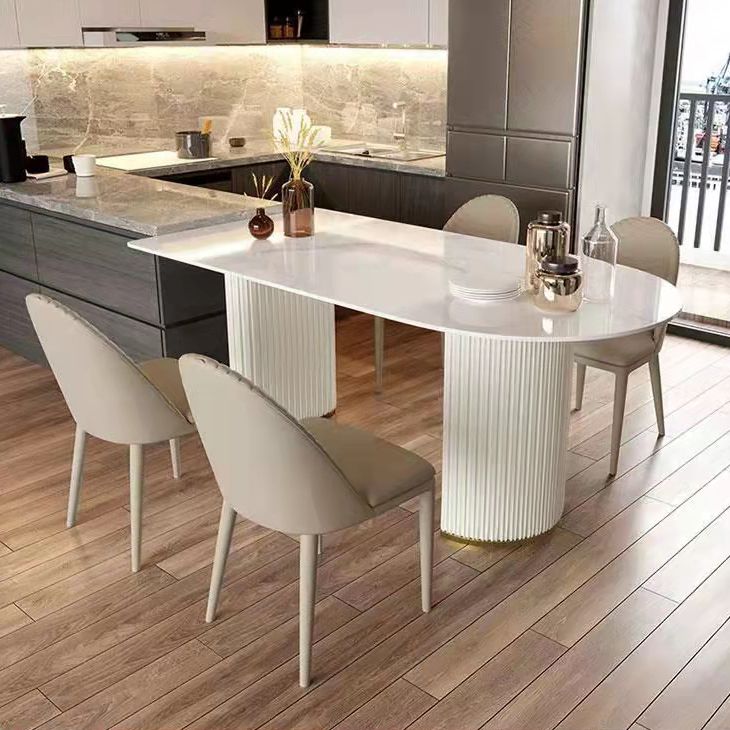 Mesa de comedor de piedra sinterizada de forma glamorosa Mesa de comedor estándar para la cocina