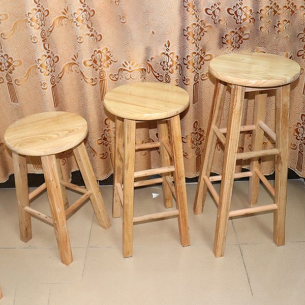 Modern Armless Backless Counter Stool Wood Cashier Bar Stool with Wooden Seat and Pedal
