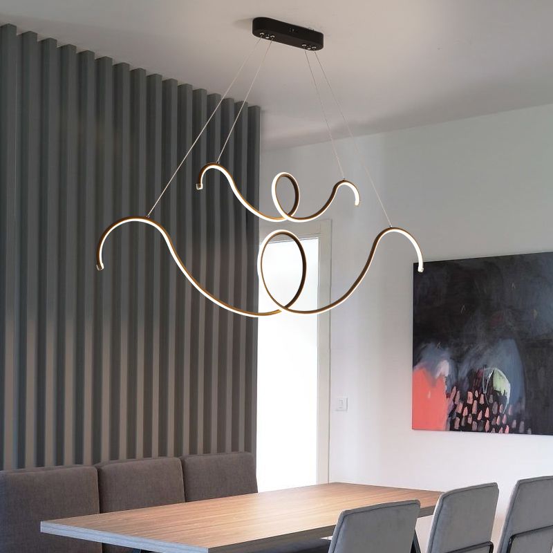 Moderner Stil Linearer Form Island Lichter Metal Island Beleuchtung für Esszimmer