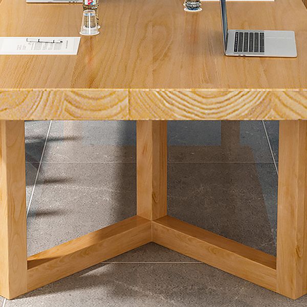 Tavolo da pranzo in legno rettangolare tavolo in legno solido moderno con doppio piedistallo