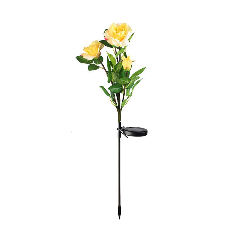 Rose Bouquet Pathway LED Lawn Lighting Plastic 3 Bulbs Decorative Solar Stake Light