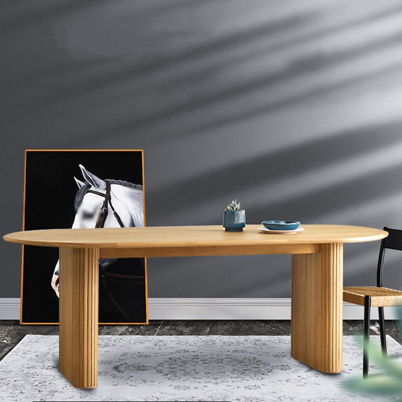Contemporary Style Dining Table Oval Solid Wood Table for Home Kitchen