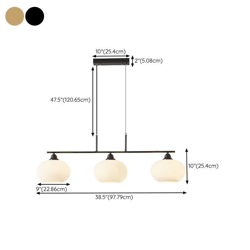 Metal/Glass Kitchen Island Lighting Modern Golden/Black Ceiling Light for Foyer