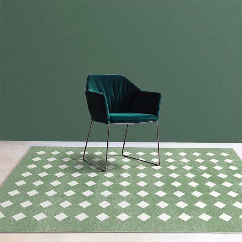 Modern Green Rug Polyester Circle Rug Stain Resistant Indoor Rug for Drawing Room