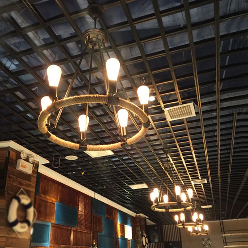 Lámpara de lámpara de bombilla desnuda lámpara colgante de cuerda industrial para restaurante