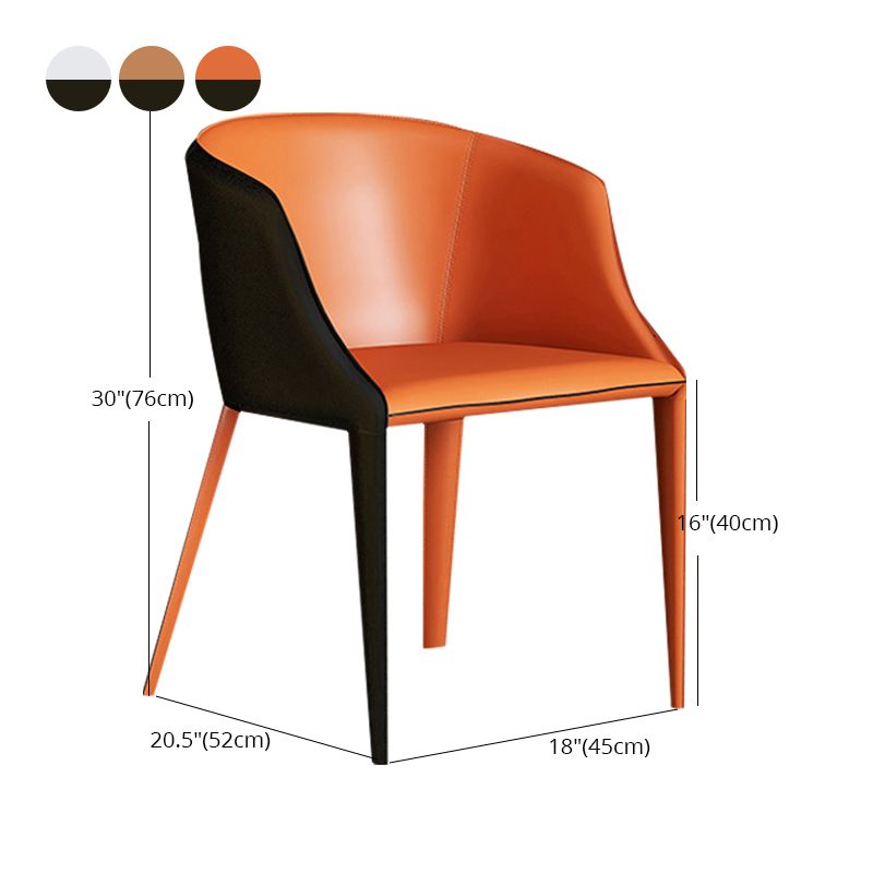 Designer Hotel Leather Arm Chair Matte Finish Solid Back Dining Chair