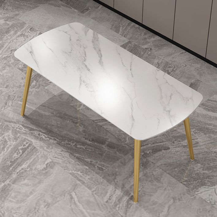 Sintered Stone Modern Style Dining Table White Rectangle Table with 4 Legs