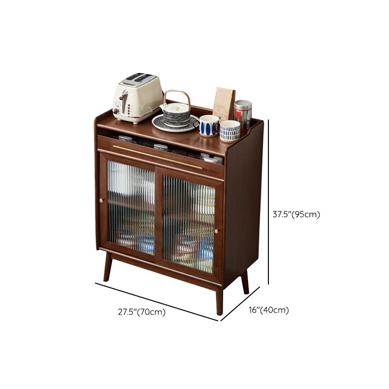 Modern Style Solid Wood Storage Sideboard Cabinet with Glass Doors for Dining Room