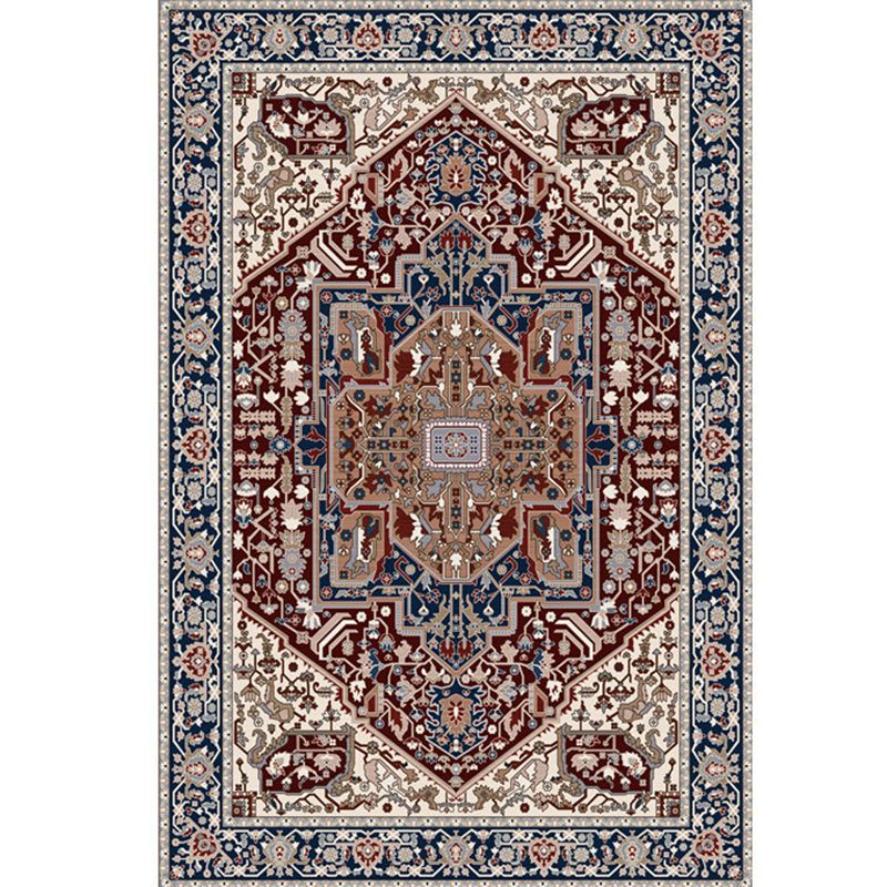 Mid-Century Medallion Print Area Carpet Polyester Carpet Non-Slip Backing Area Rug for Living Room