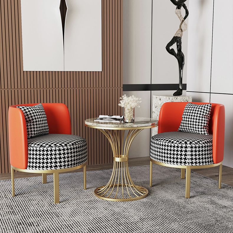 Modern Round Dining Table for Kitchen Glossy Grey Dinette Table with Metal Base