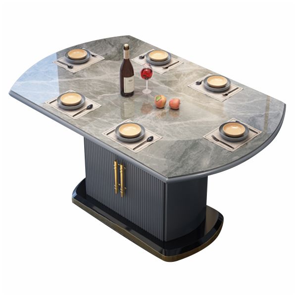 Ronde traditionele luxe eettafel Gesinterde stenen tafel met voetstuk