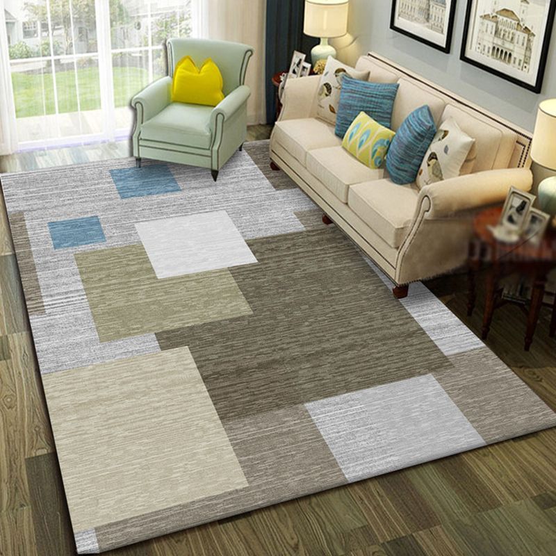 Modern Geo Pattern Rug Multi Colored Cotton Blend Area Carpet Non-Slip Pet Friendly Indoor Rug for Parlor
