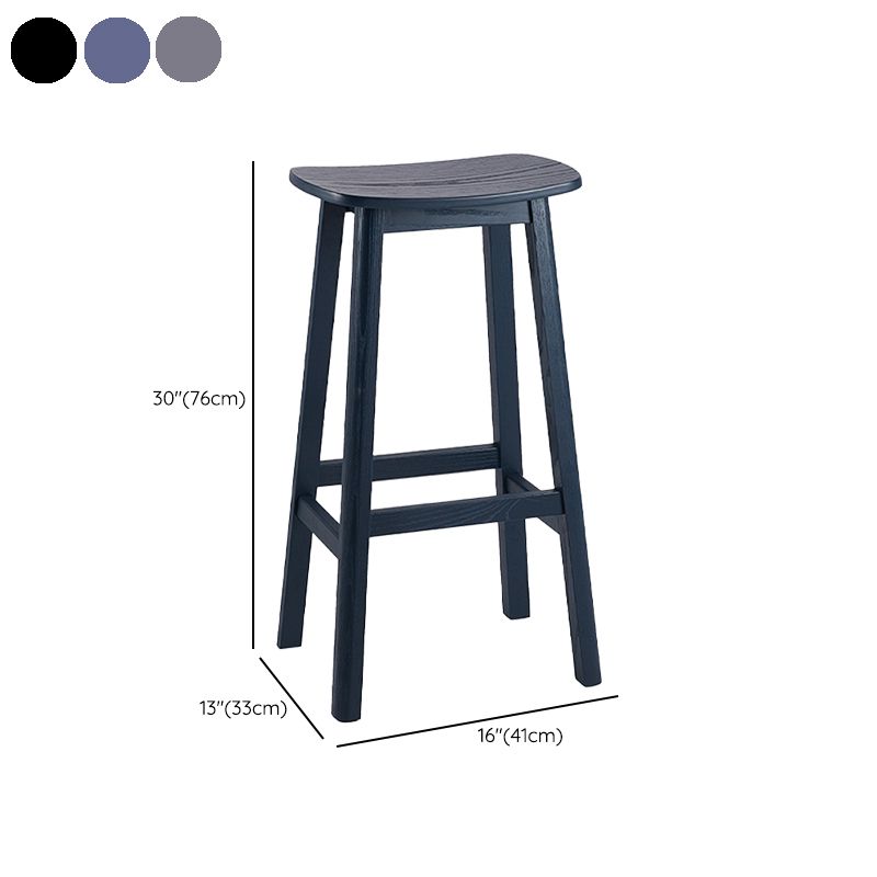 Contemporary 30" Height Solid Wood Backrest Counter High Stool with 4 Legs