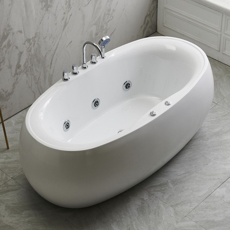 Modern Oval Acrylic Bathtub Hotel Freestanding Bath Tub in White