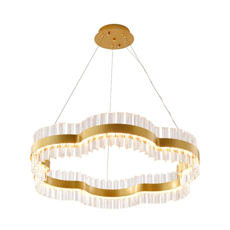 1/2 Ebenen Blumen Wohnzimmer Deckendecke Kristall Kristall 23,5 "/31,5" breites LED -minimalistisches hängendes Lichtkit in Schwarz/Gold
