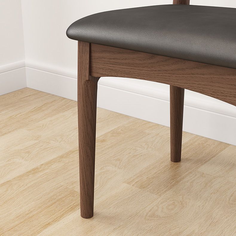 Modern Armless Backrest Chair with Rubber Wood Legs for Dining Room