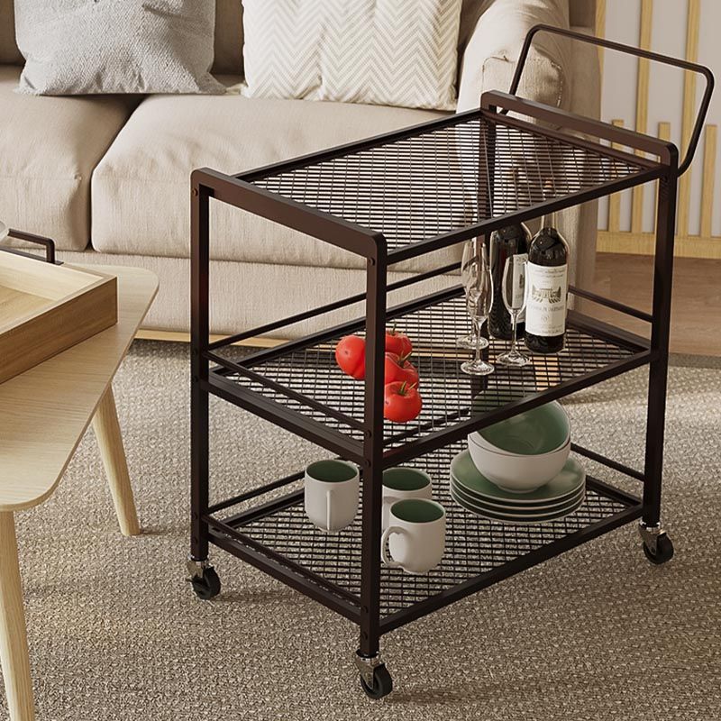 Modern Style Metal Prep Table 31.5"H Rolling Wood Prep Table with Towel Rack