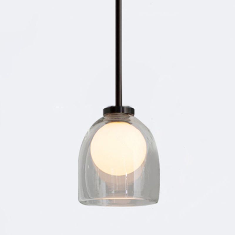 Moderne creatieve geometrische hangende lamp smeedijzeren binnenhanglamp met glazen schaduw