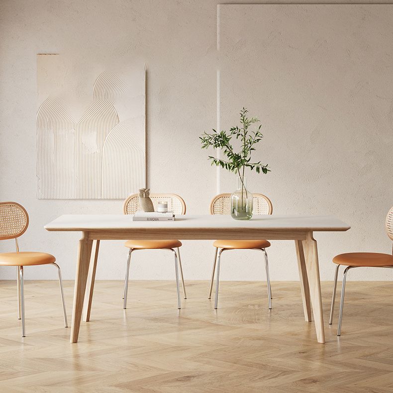 Modern 1/2/5/7 Pieces Dining Set Stone Rectangle Dining Table Set in White