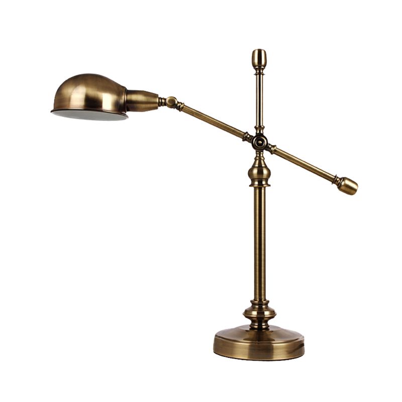 LED DESCH DESCH DESCH DIE LANDLICHE DOME DOME Metalltischlampe in Gold mit rotbarem Kreuzarm